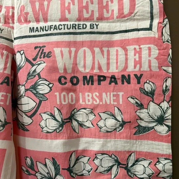 Hippie Flour Sack Overalls Horse and Magnolias Womens L/XL Pink Cream Handmade - Picture 5 of 8